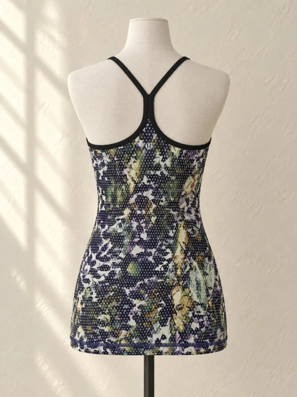 lululemon Power Y Tank Floral Print Luon Built In Shelf Bra Size 2